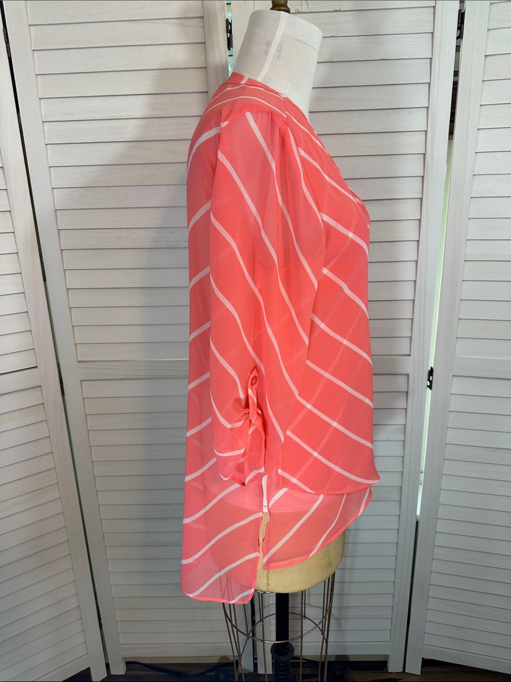 Chico's Chiffon Tunic Size 12 Pink LW Flowy - Picture 5 of 14